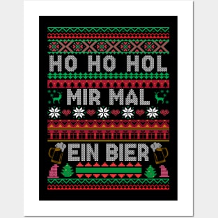 Ho Ho Hol Mir Mal Ein Bier Funny Christmas Outfit Ugly Christmas Sweater Posters and Art